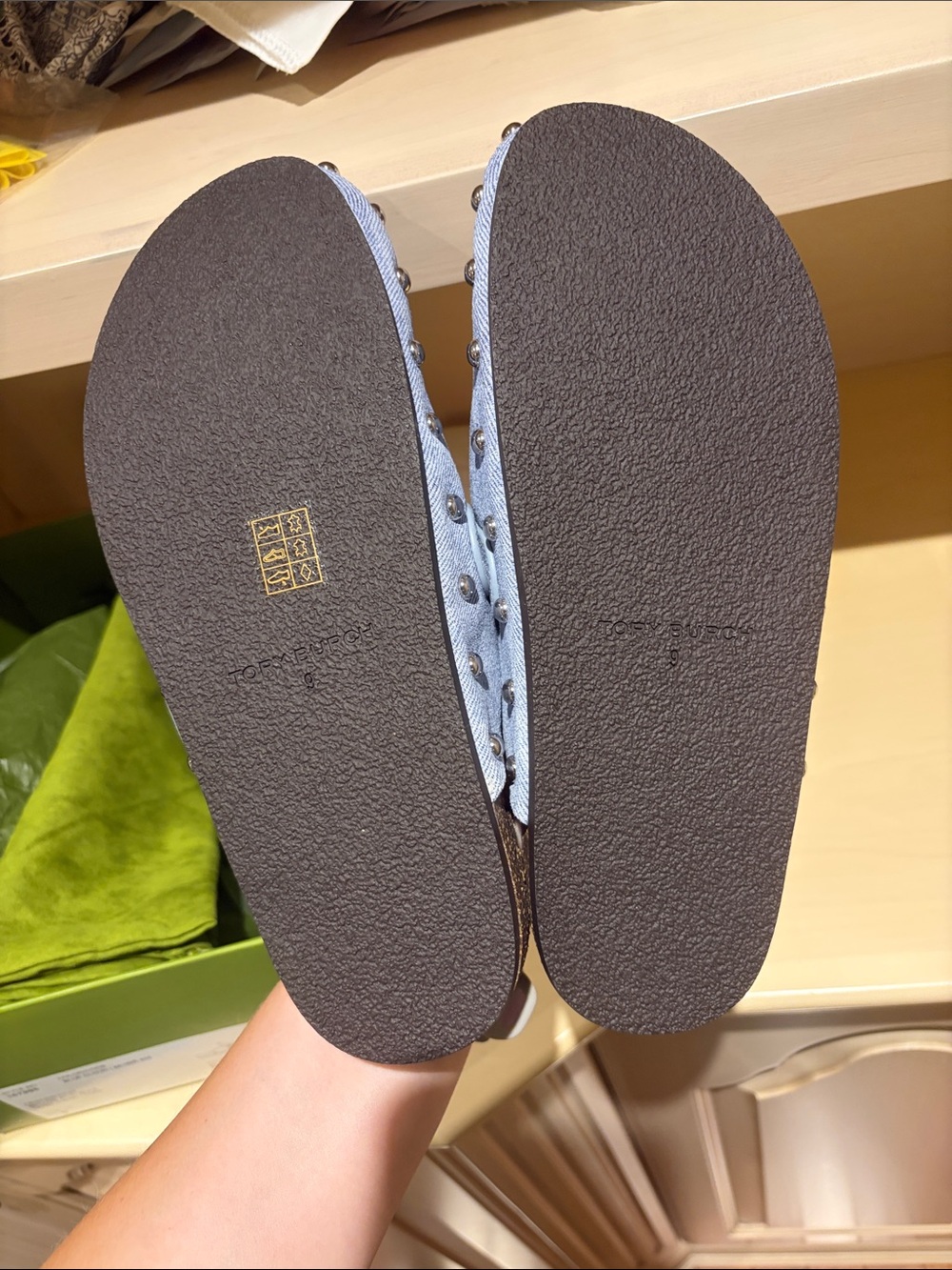 Tory Burch Denim Blue Cloud Mellow Mules - Picture 5 of 5